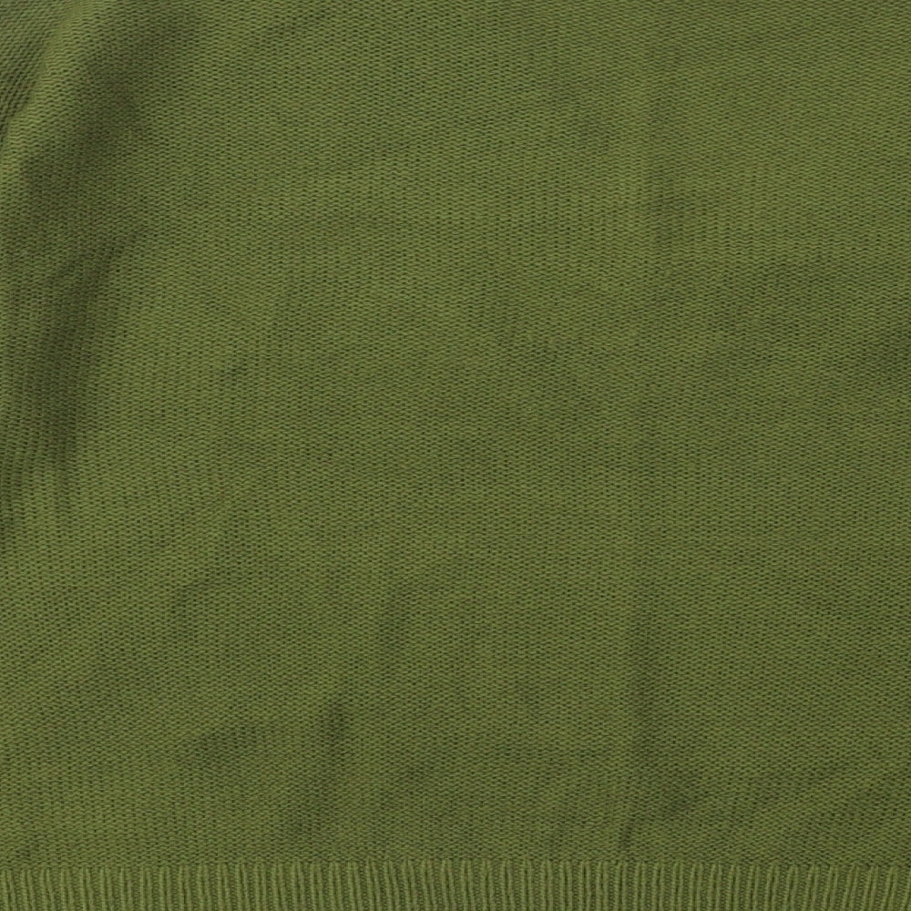 Brave Soul Womens Green V-Neck Acrylic Pullover Jumper Size M