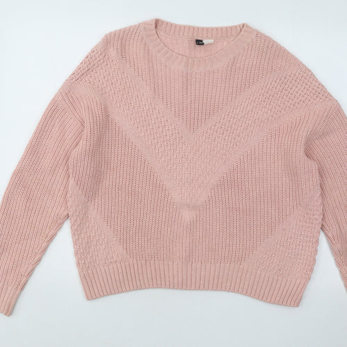 Divided by H&M Womens Pink Round Neck Acrylic Pullover Jumper Size S