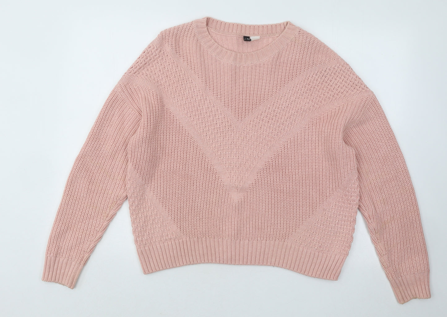 Divided by H&M Womens Pink Round Neck Acrylic Pullover Jumper Size S