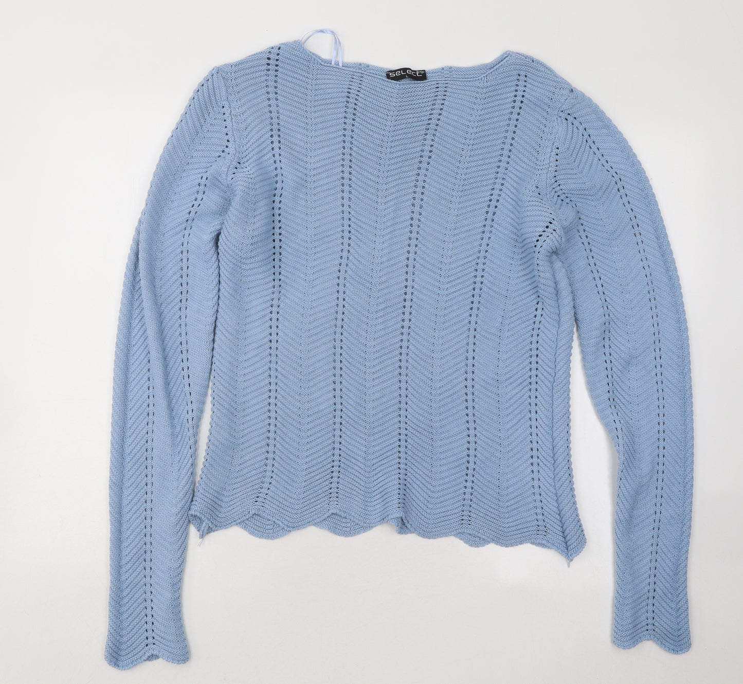 Select Womens Blue Round Neck Acrylic Pullover Jumper Size L