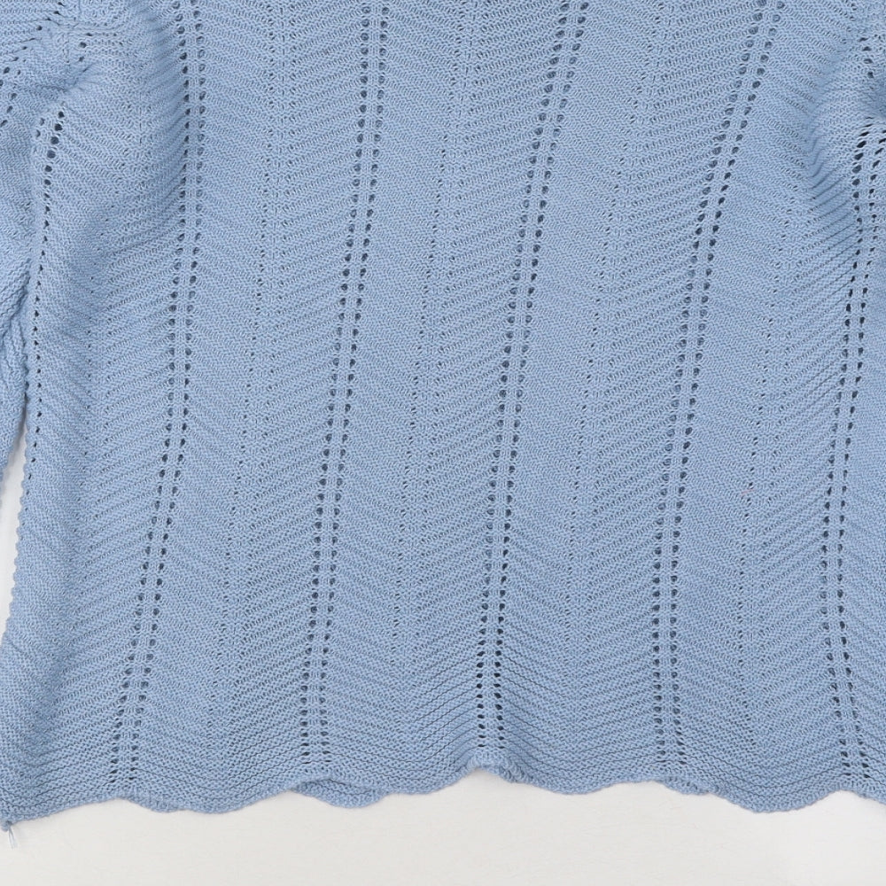Select Womens Blue Round Neck Acrylic Pullover Jumper Size L