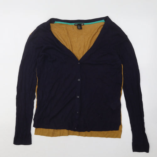 H&M Womens Blue V-Neck Viscose Cardigan Jumper Size XS
