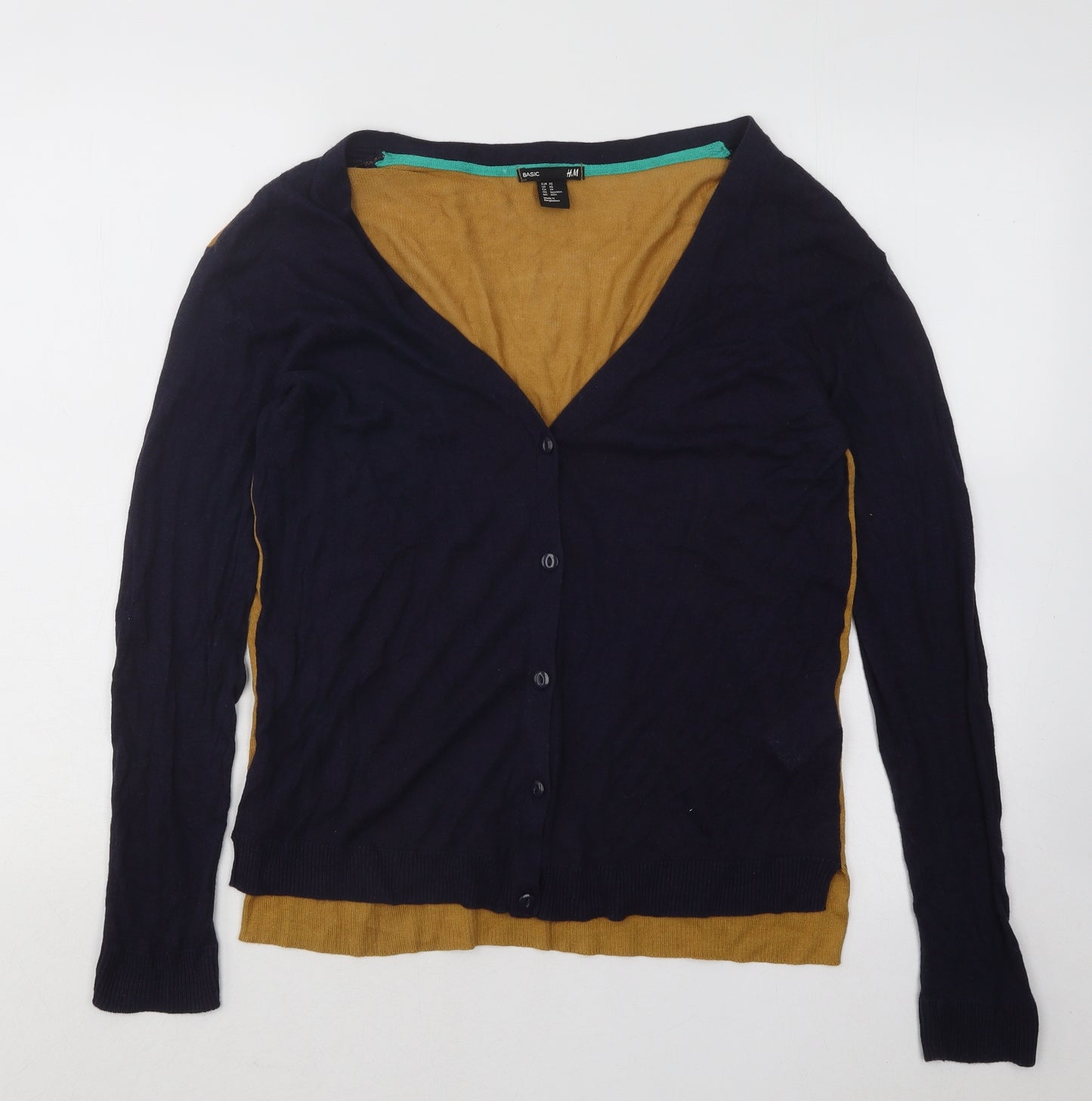 H&M Womens Blue V-Neck Viscose Cardigan Jumper Size XS