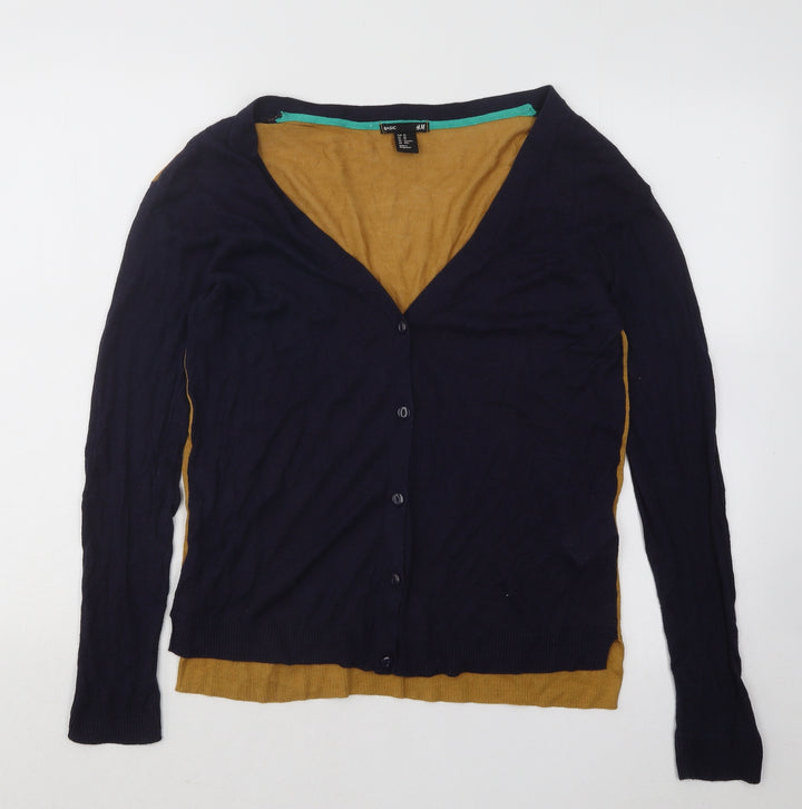 H&M Womens Blue V-Neck Viscose Cardigan Jumper Size XS