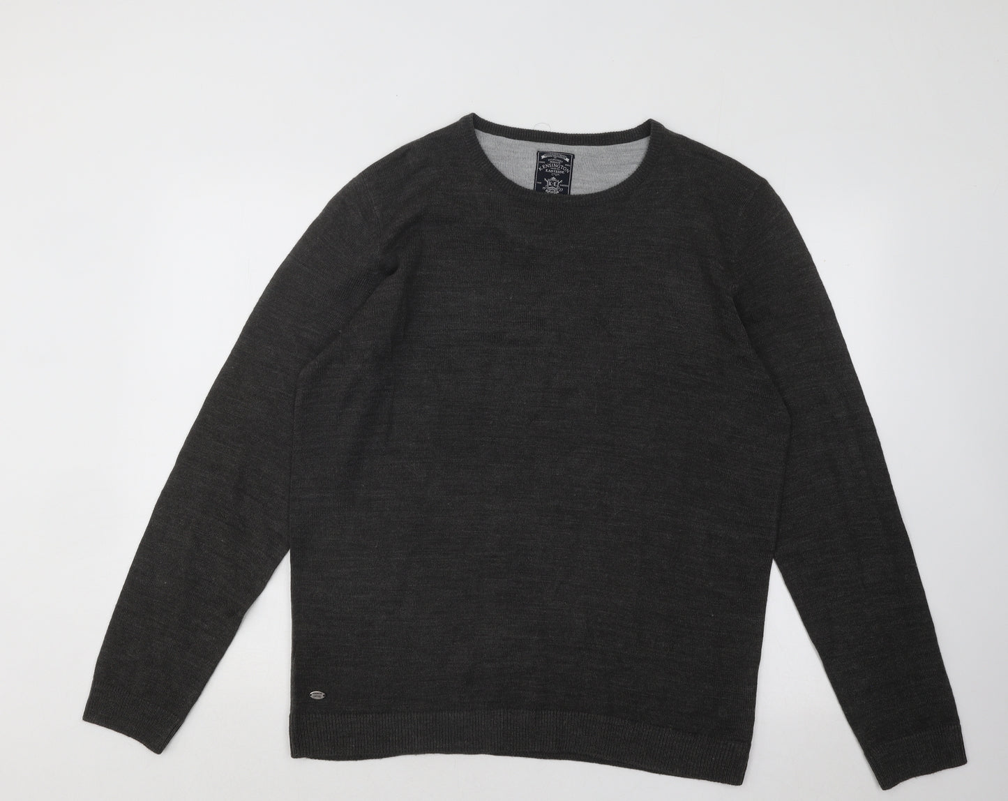Kensington Mens Grey Round Neck Acrylic Pullover Jumper Size XL