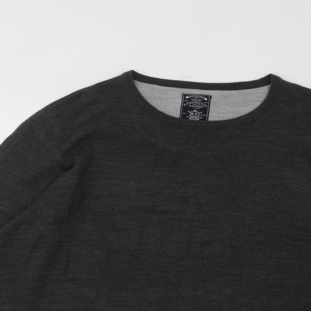 Kensington Mens Grey Round Neck Acrylic Pullover Jumper Size XL