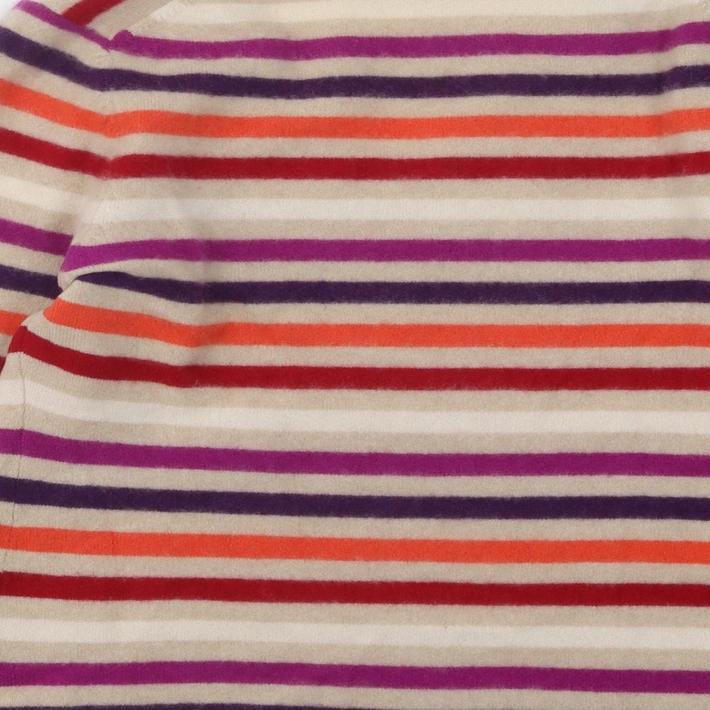 Joh Lewis Womens Multicoloured V-Neck Striped Cashmere Pullover Jumper Size 12