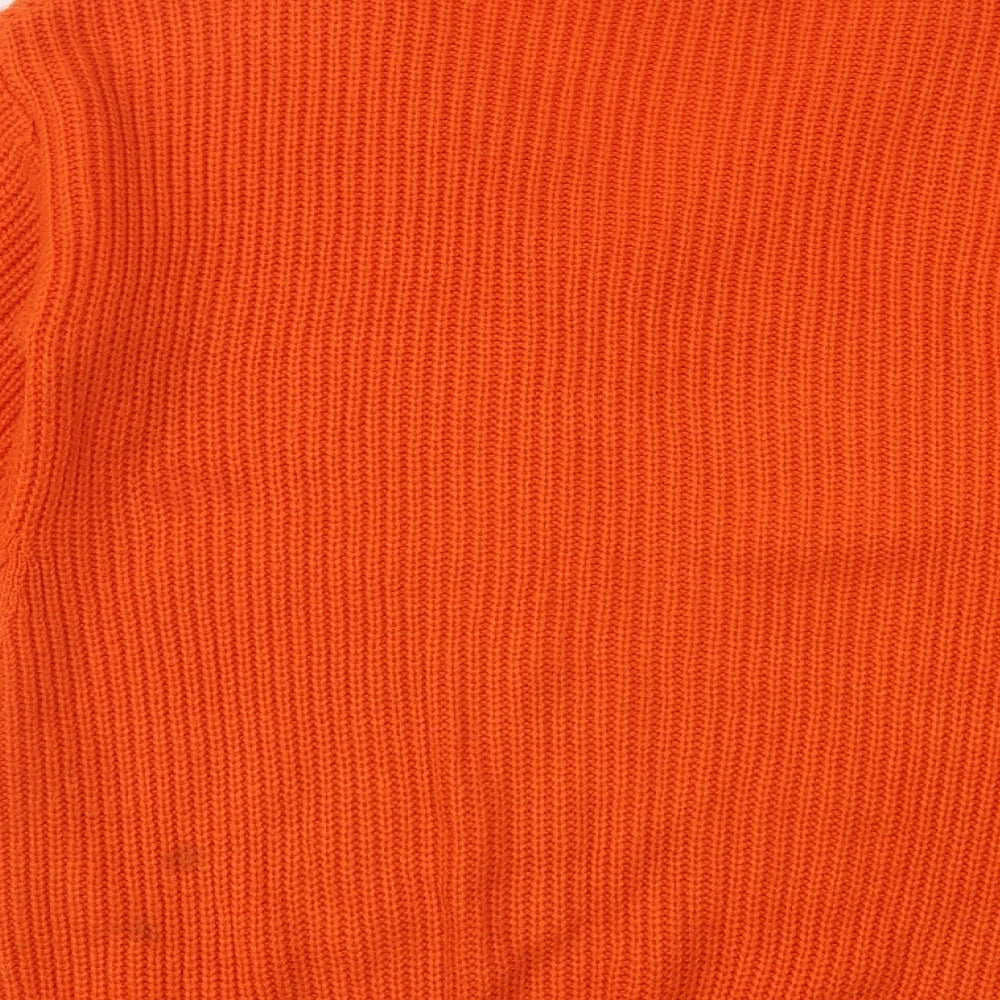 TU Womens Orange V-Neck Acrylic Pullover Jumper Size 14