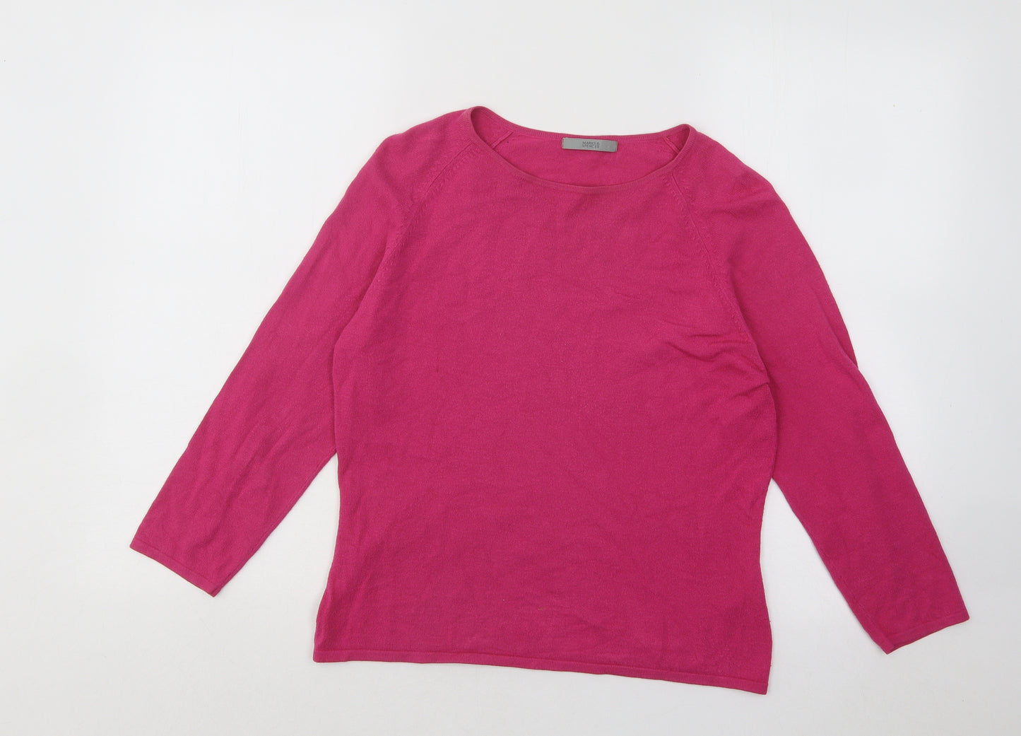 Marks and Spencer Womens Pink Round Neck Viscose Pullover Jumper Size 14