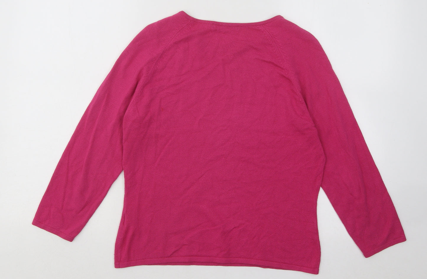 Marks and Spencer Womens Pink Round Neck Viscose Pullover Jumper Size 14