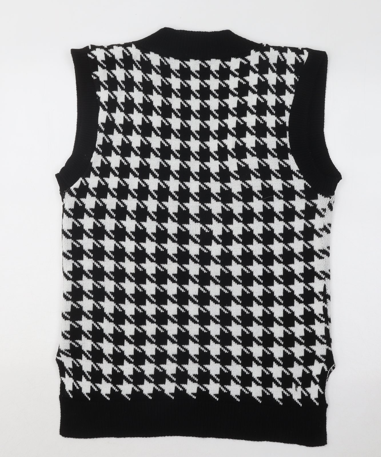 I SAW IT FIRST Womens Black V-Neck Geometric Acrylic Vest Jumper Size S