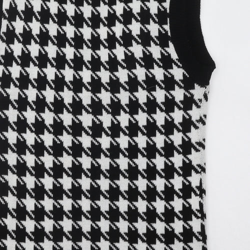 I SAW IT FIRST Womens Black V-Neck Geometric Acrylic Vest Jumper Size S