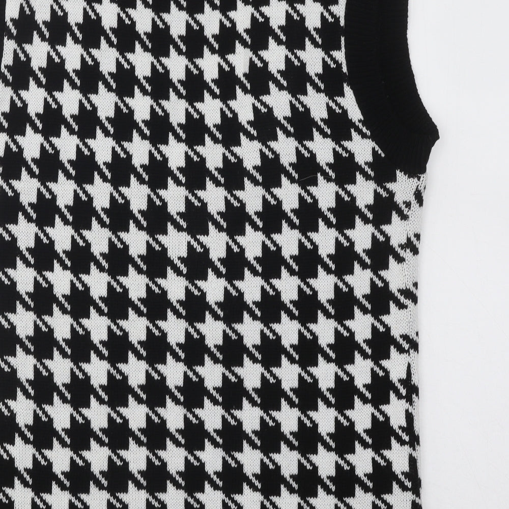 I SAW IT FIRST Womens Black V-Neck Geometric Acrylic Vest Jumper Size S