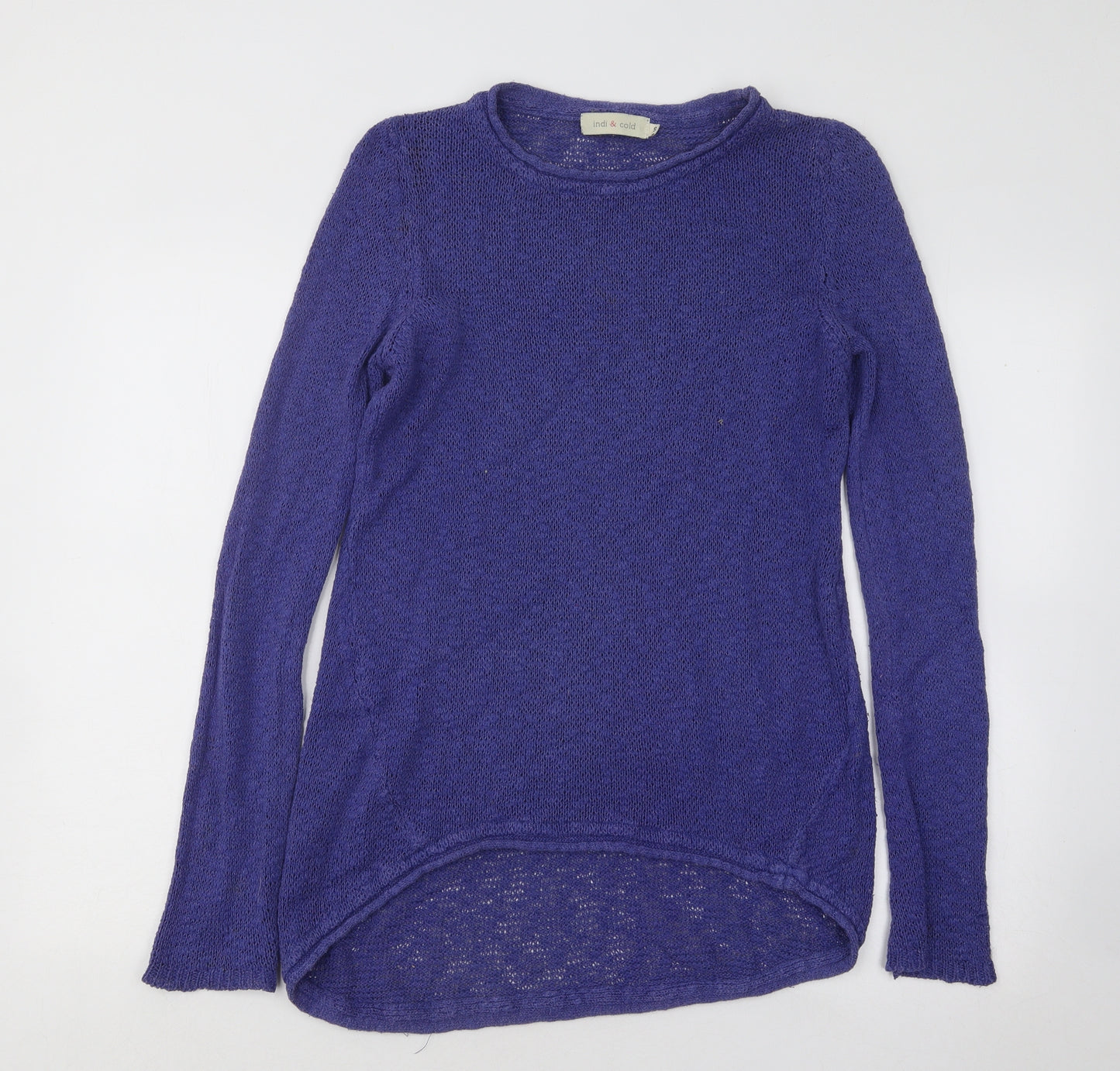 Indi & Cold Womens Purple Round Neck Cotton Pullover Jumper Size S