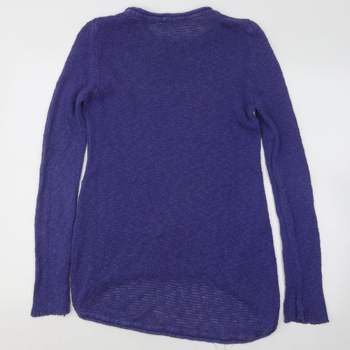 Indi & Cold Womens Purple Round Neck Cotton Pullover Jumper Size S