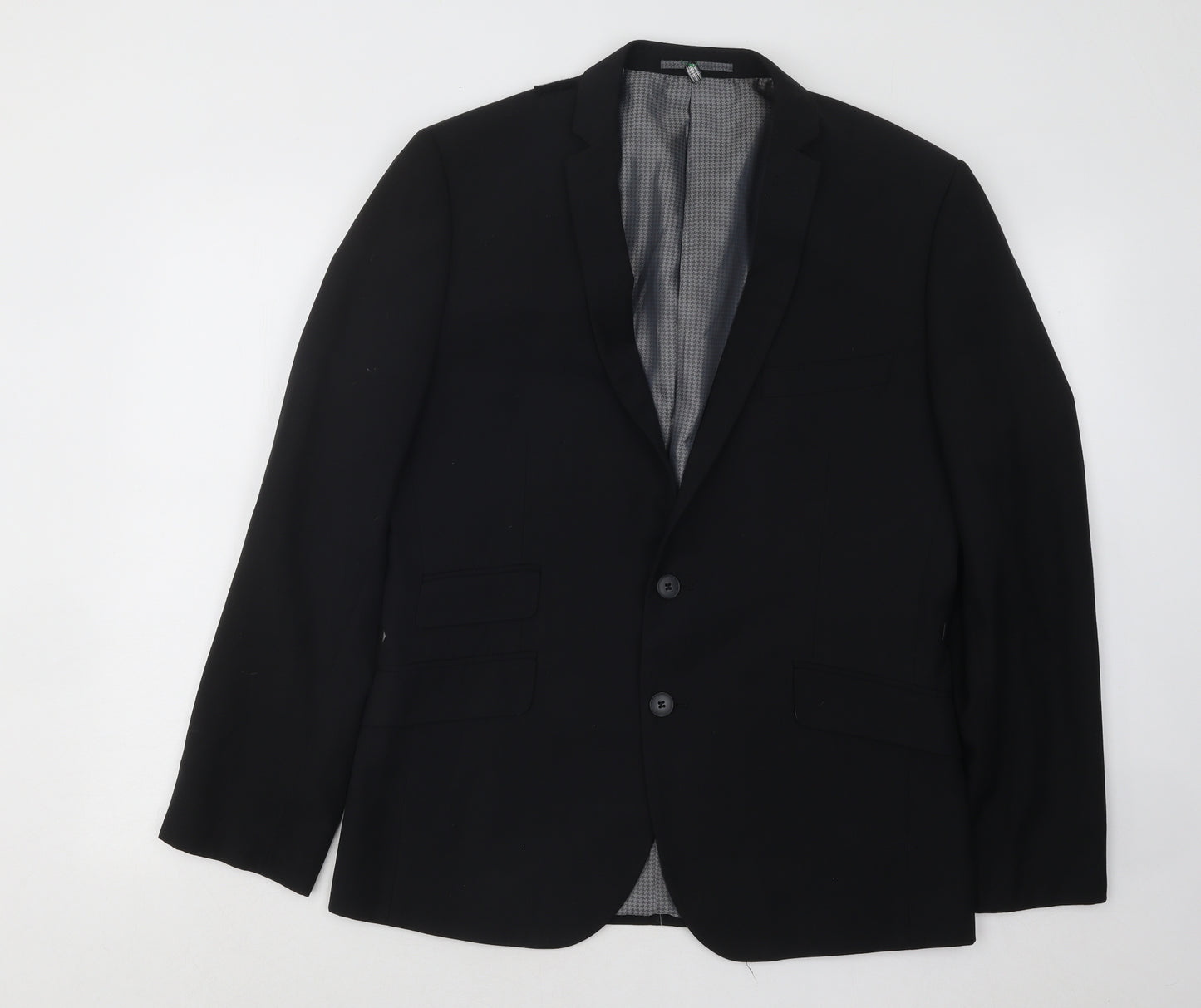 Ben Sherman Mens Black Polyester Jacket Suit Jacket Size 40