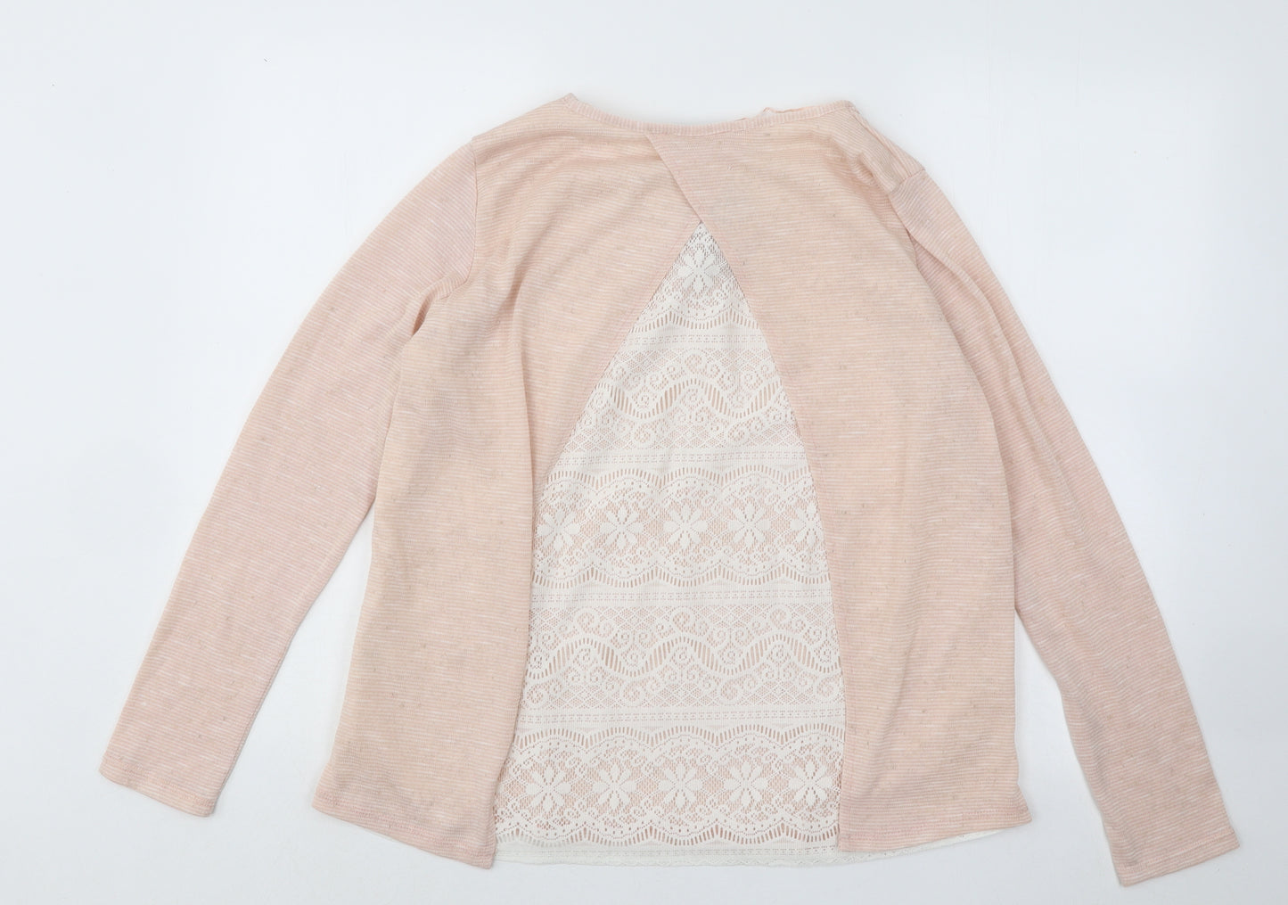 Atmosphere Womens Pink Round Neck Acrylic Pullover Jumper Size 12 - Lace Detail
