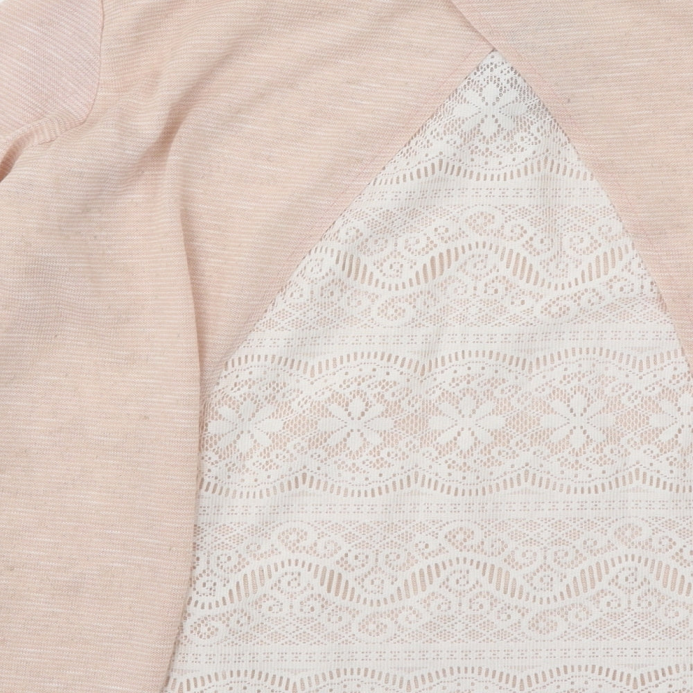 Atmosphere Womens Pink Round Neck Acrylic Pullover Jumper Size 12 - Lace Detail