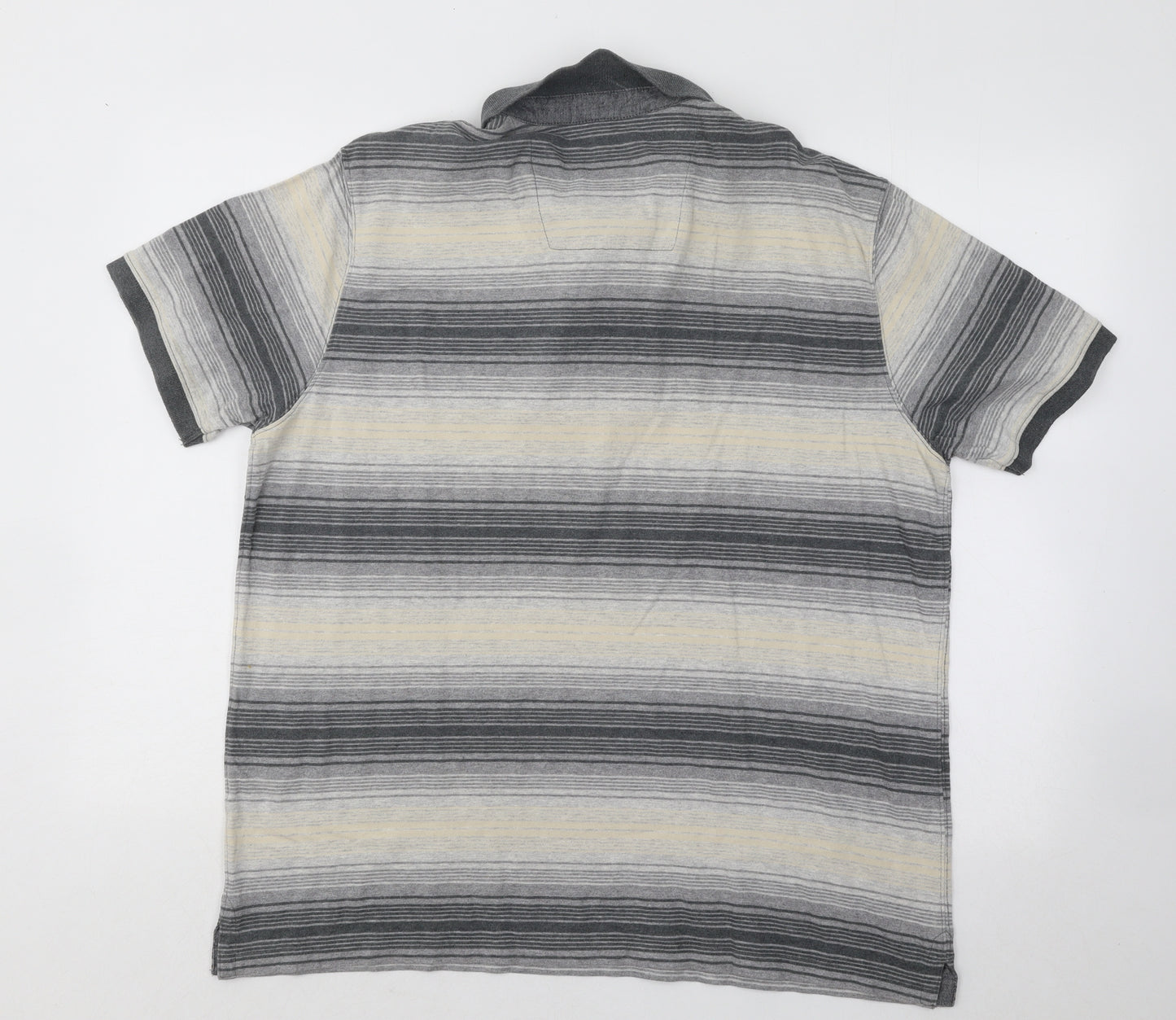 Boston Crew Mens Multicoloured Striped Cotton Polo Size L Collared Button
