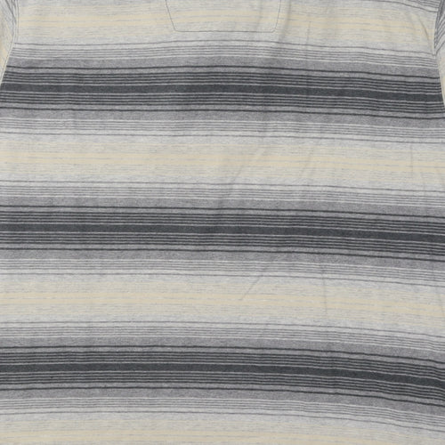 Boston Crew Mens Multicoloured Striped Cotton Polo Size L Collared Button