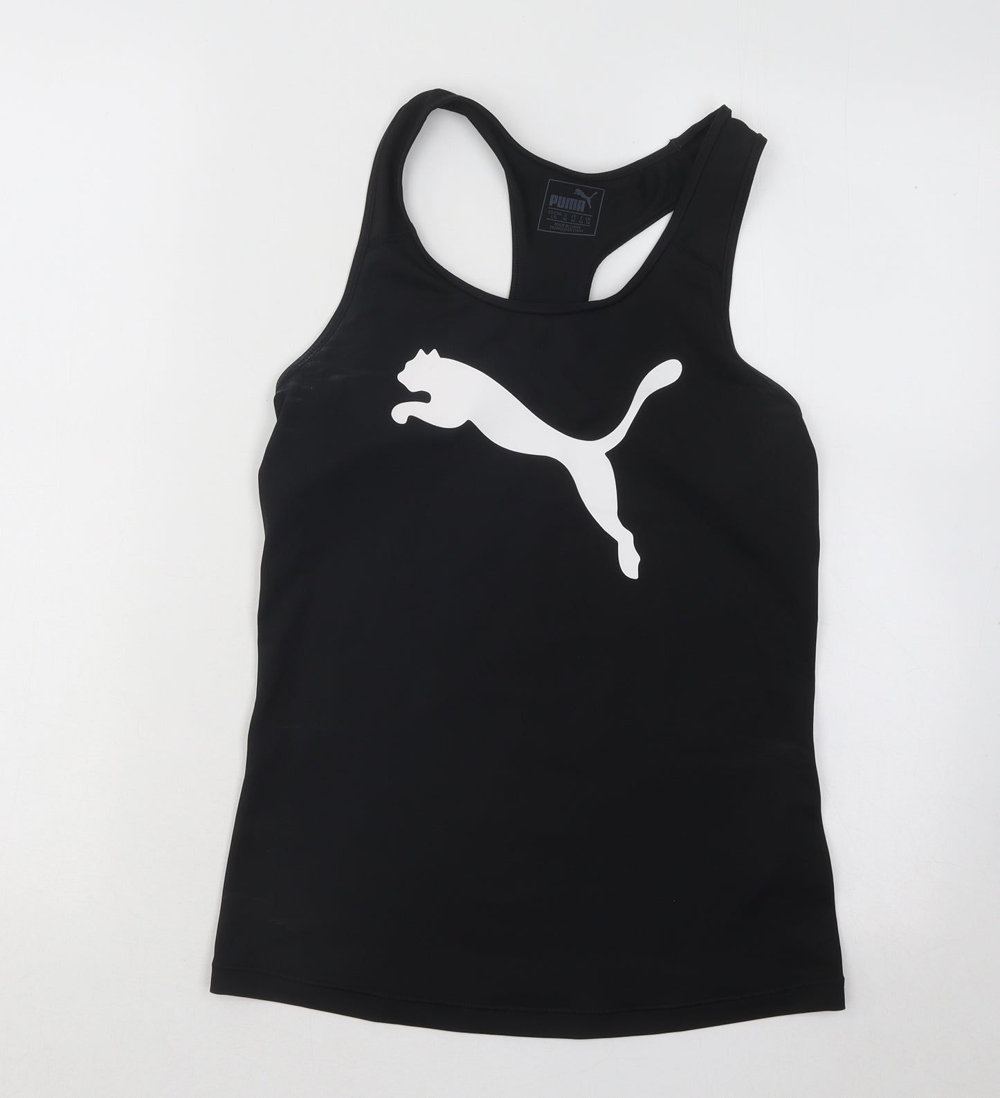 PUMA Womens Black Polyester Basic Tank Size 14 Round Neck Pullover