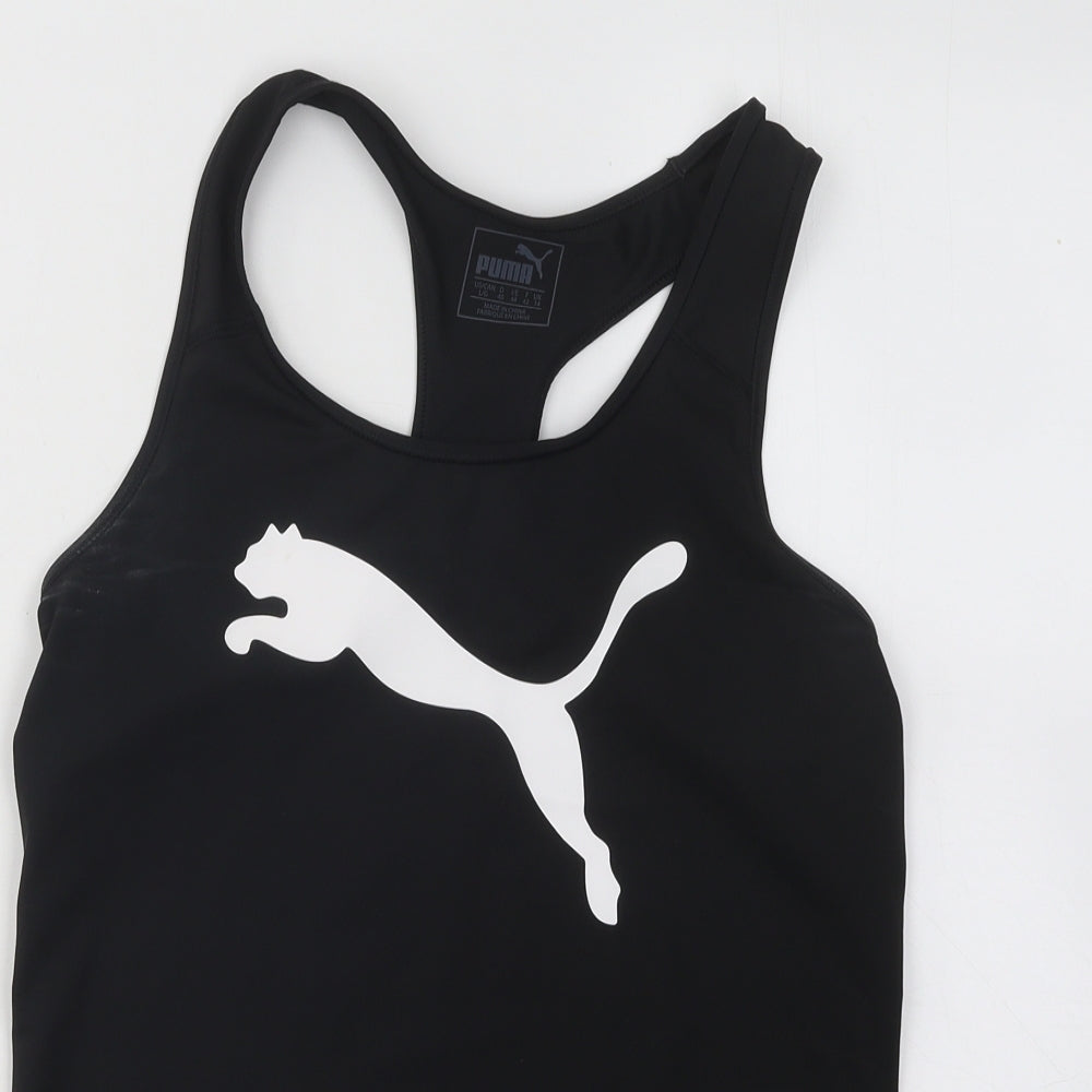 PUMA Womens Black Polyester Basic Tank Size 14 Round Neck Pullover