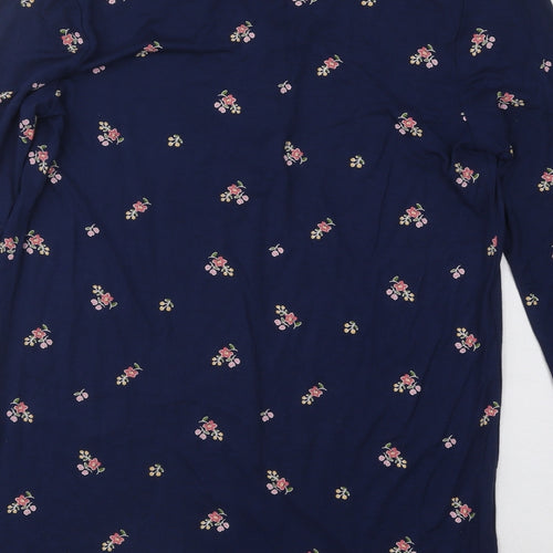 TU Womens Blue V-Neck Floral Modal Pullover Jumper Size 8