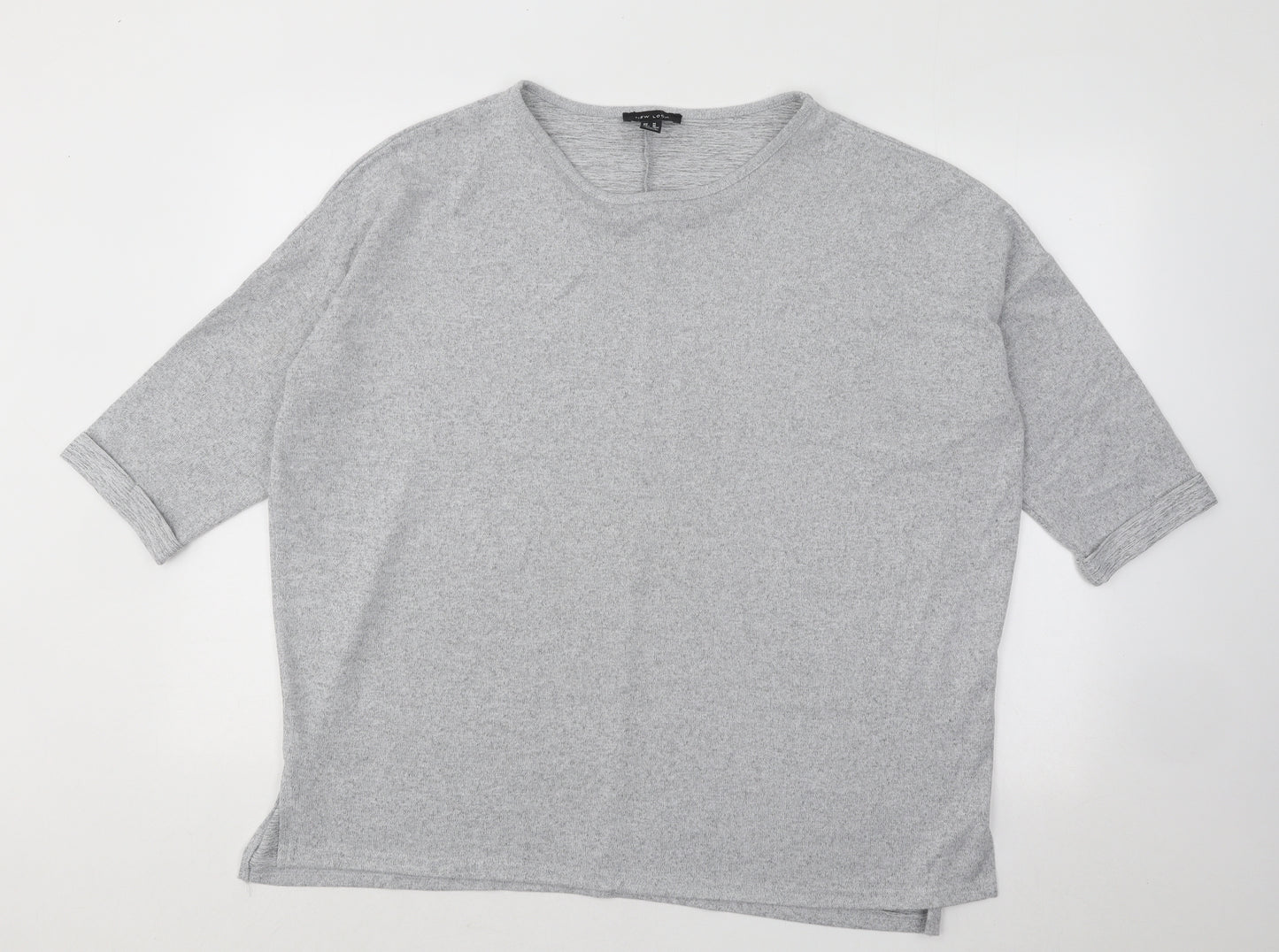 New Look Womens Grey Round Neck Acrylic Pullover Jumper Size M