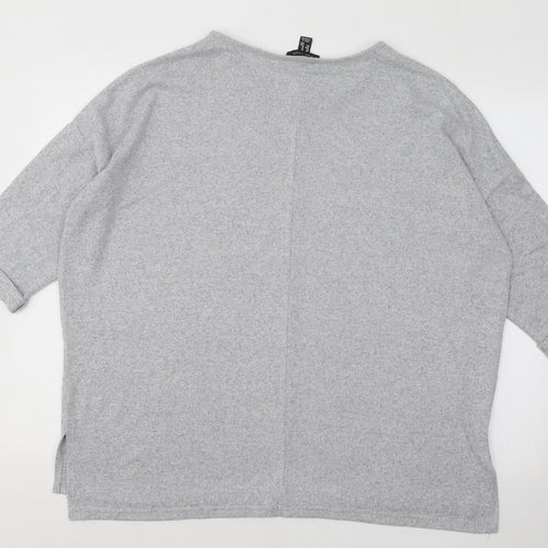 New Look Womens Grey Round Neck Acrylic Pullover Jumper Size M