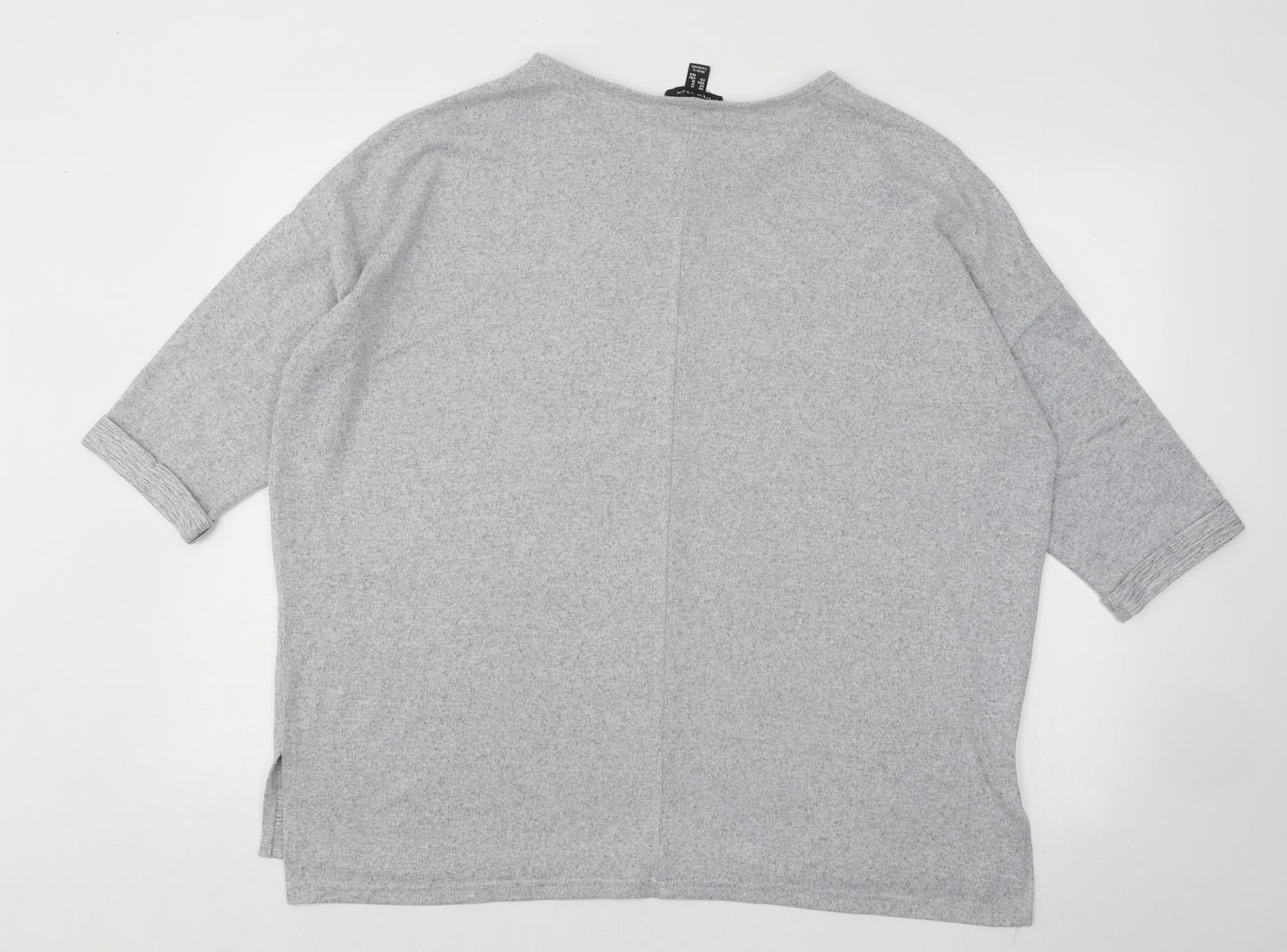 New Look Womens Grey Round Neck Acrylic Pullover Jumper Size M