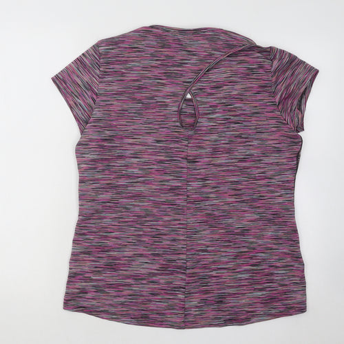 F&F Womens Multicoloured Polyester Basic T-Shirt Size L Scoop Neck Pullover