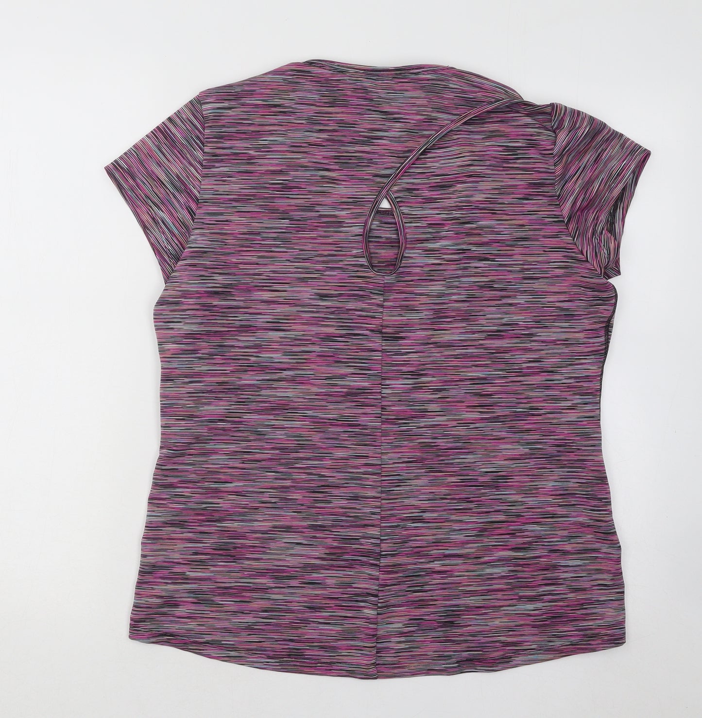 F&F Womens Multicoloured Polyester Basic T-Shirt Size L Scoop Neck Pullover