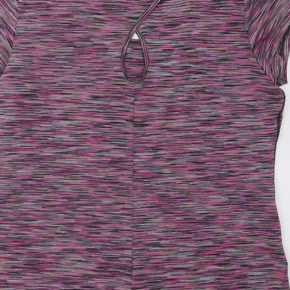 F&F Womens Multicoloured Polyester Basic T-Shirt Size L Scoop Neck Pullover