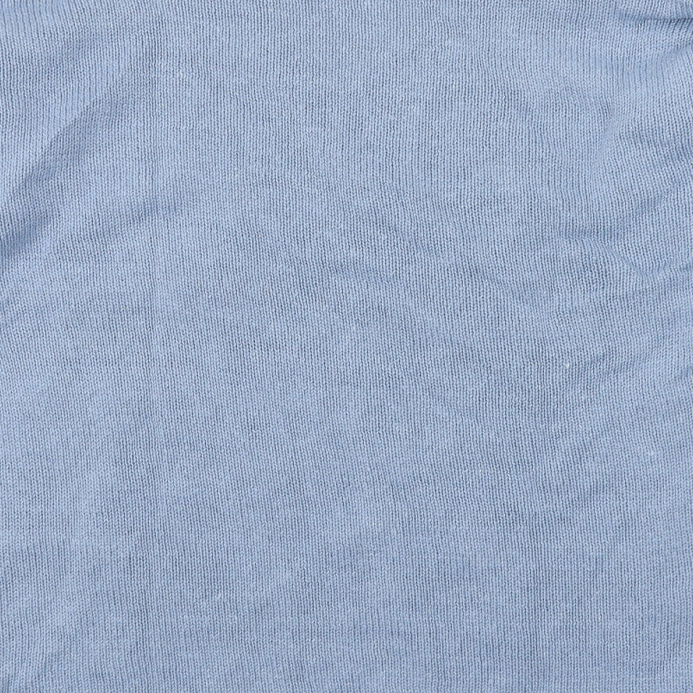 Late Edition Womens Blue V-Neck Ramie Pullover Jumper Size S - Embroidery