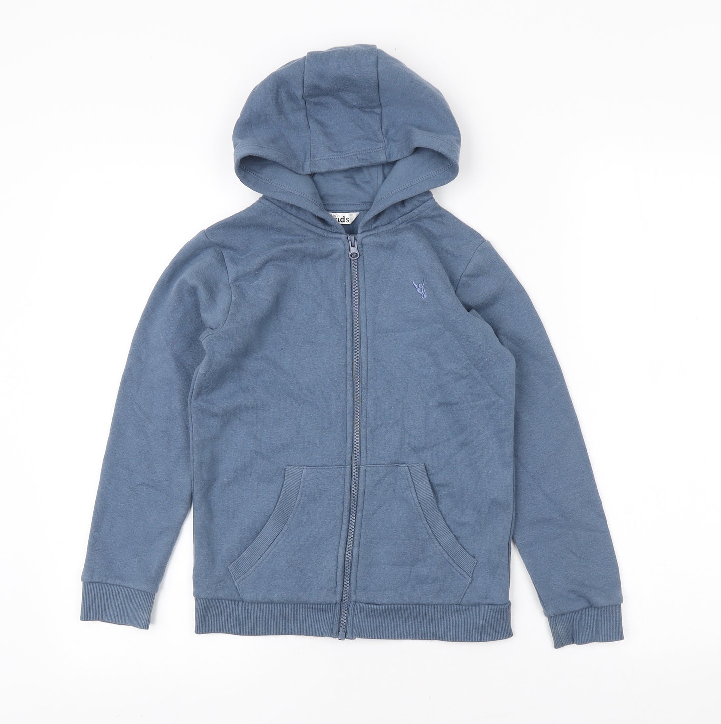 M&Co Boys Blue Cotton Full Zip Hoodie Size 7-8 Years Zip