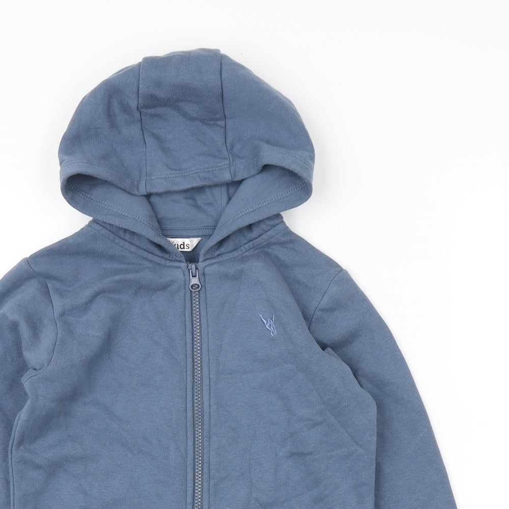 M&Co Boys Blue Cotton Full Zip Hoodie Size 7-8 Years Zip