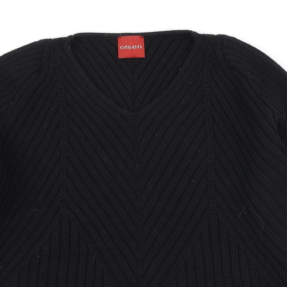 Olsen Womens Black V-Neck Wool Shrug Jumper Size 12