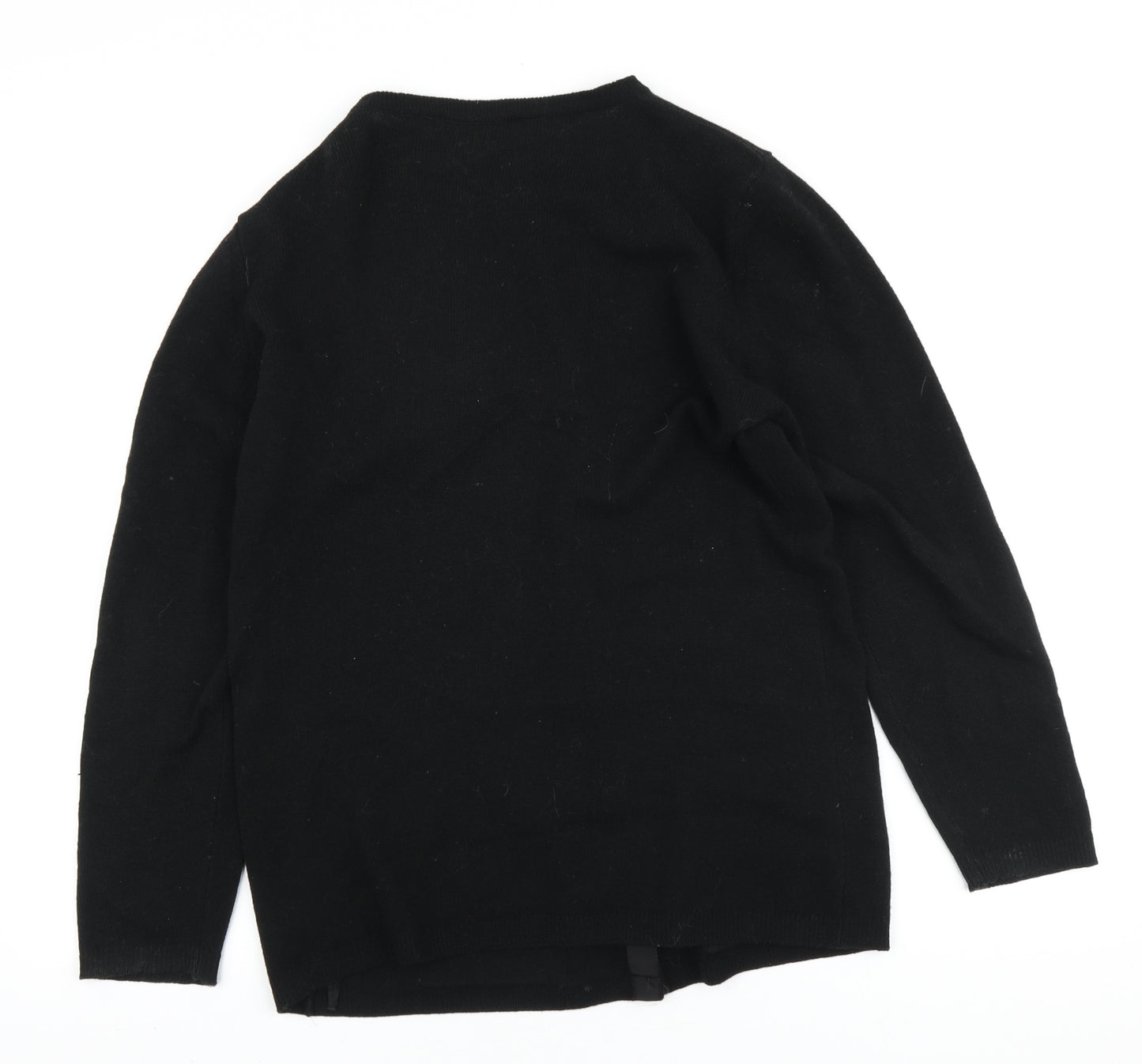 Marks and Spencer Womens Black Round Neck Wool Cardigan Jumper Size 12