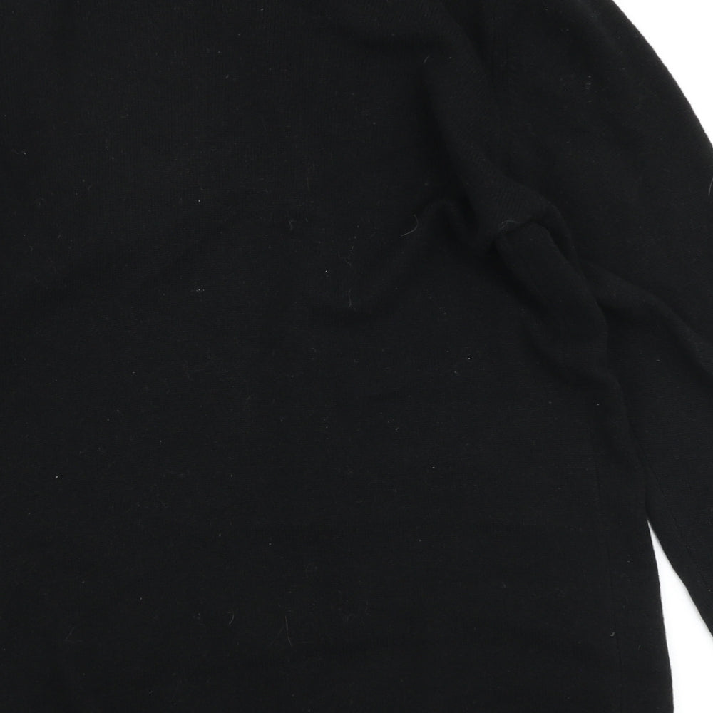 Marks and Spencer Womens Black Round Neck Wool Cardigan Jumper Size 12