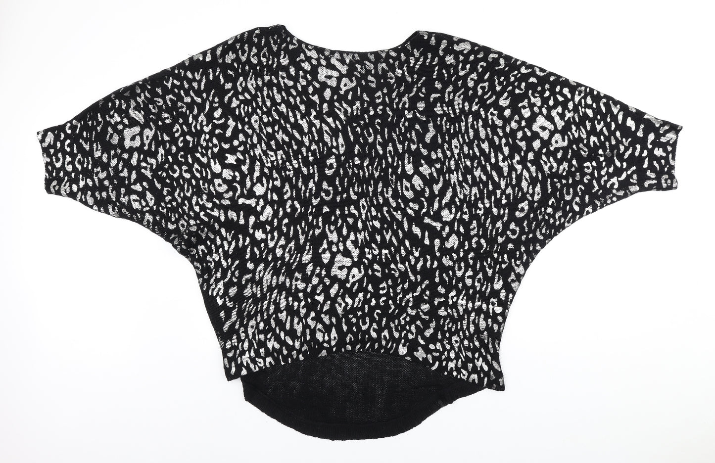 Casamia Womens Black Boat Neck Animal Print Acrylic Pullover Jumper Size L - Batwing