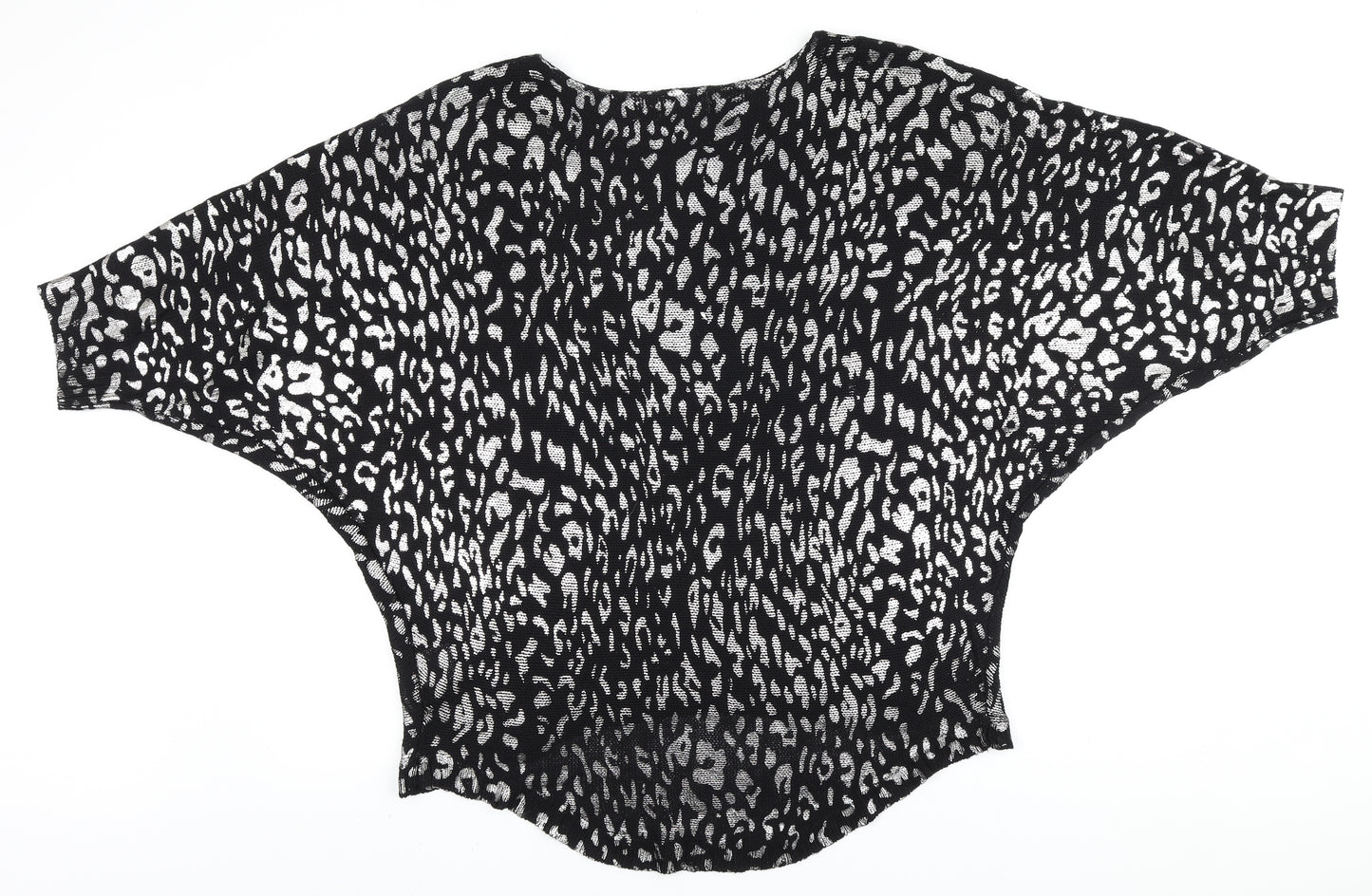 Casamia Womens Black Boat Neck Animal Print Acrylic Pullover Jumper Size L - Batwing