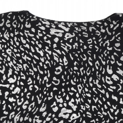 Casamia Womens Black Boat Neck Animal Print Acrylic Pullover Jumper Size L - Batwing