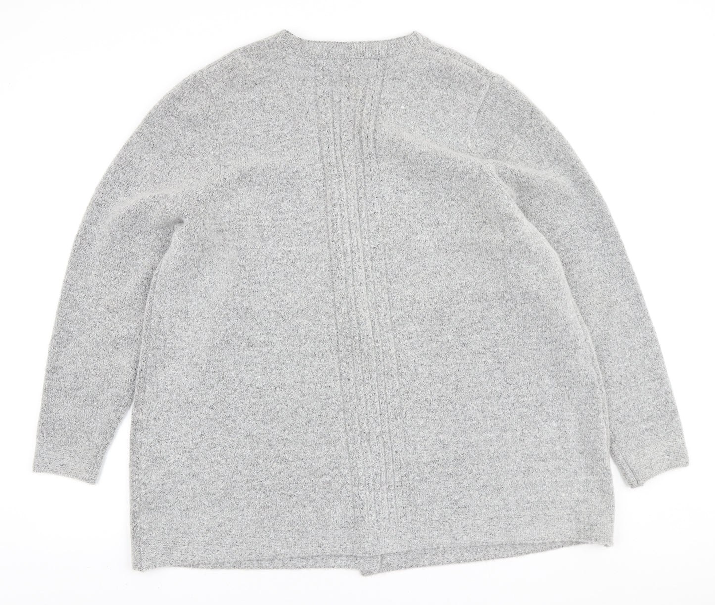 Preworn Womens Grey V-Neck Polyester Cardigan Jumper Size 2XL