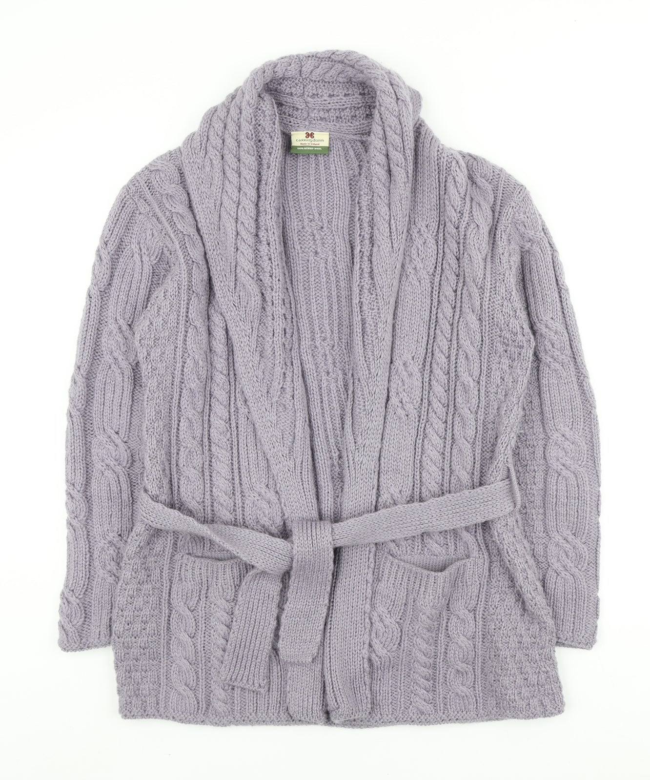Carraig Donn Womens Yellow V-Neck 100% Merino Wool Cardigan Jumper Size M
