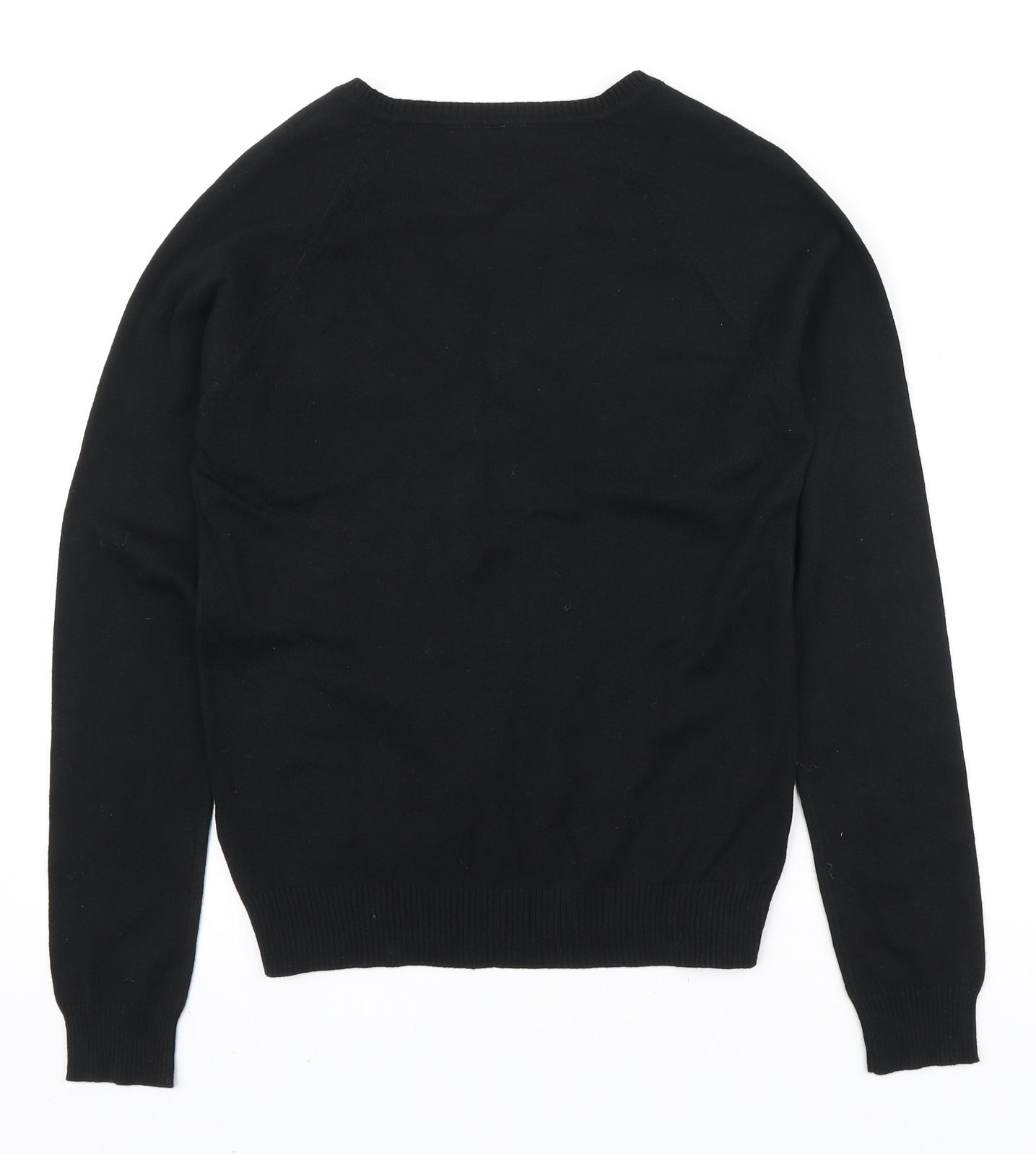 Preworn Womens Black V-Neck Cotton Pullover Jumper Size M