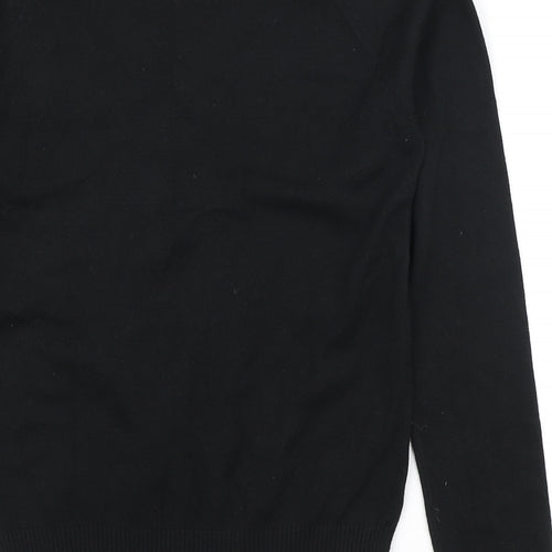 Preworn Womens Black V-Neck Cotton Pullover Jumper Size M
