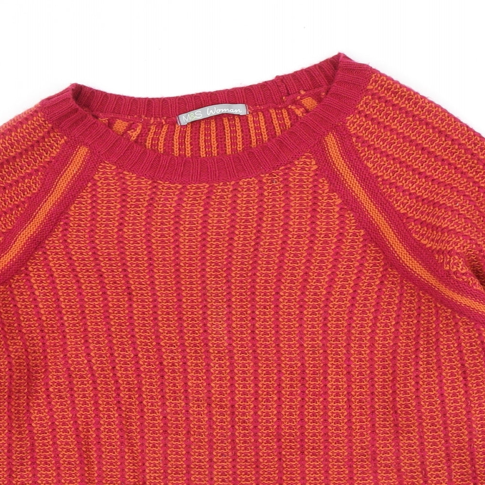 Marks and Spencer Womens Orange Round Neck Acrylic Pullover Jumper Size 20