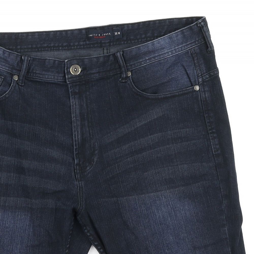 Smith & Jones Mens Blue Cotton Bermuda Shorts Size 36 in L12 in Regular Zip