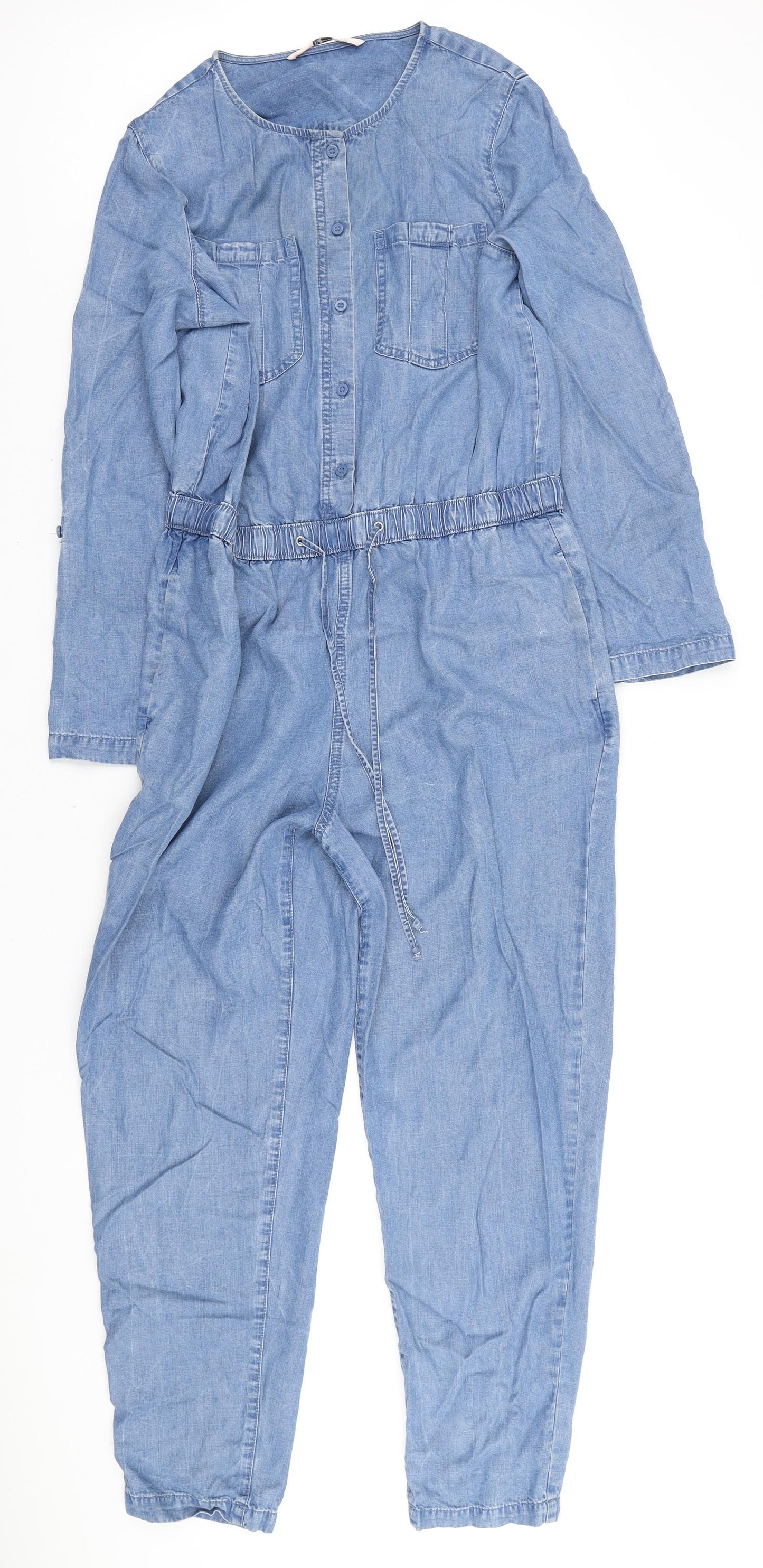 TU Womens Blue Jumpsuit One-Piece Size 14 L26 in Button