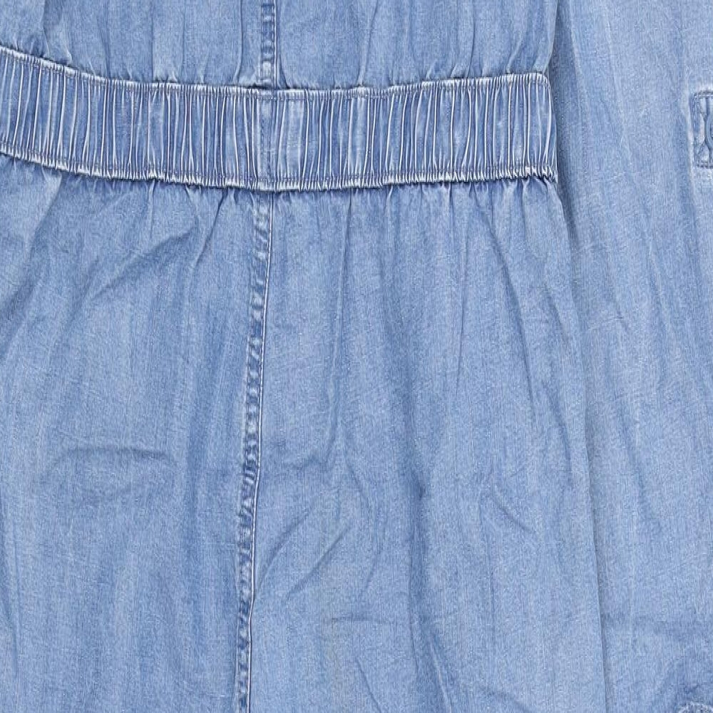 TU Womens Blue Jumpsuit One-Piece Size 14 L26 in Button